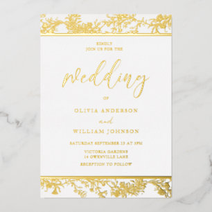 Gold Foil  Elegant Huwelijk Folie Uitnodiging