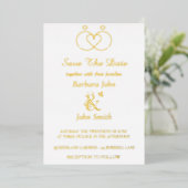 Gold Foil Elegant Rings Wedding Invitation (Debout devant)