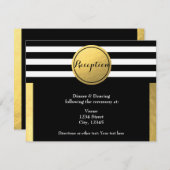 Gold Foil en Black Circle Wedding Reception Kaart (Voorkant / Achterkant)