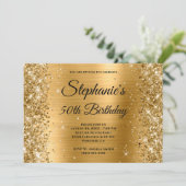 Gold Foil en Glitter Fancy Monogram Birthday Kaart (Staand voorkant)