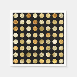 Gold Foil en Glitter Polka Dots Black Servet