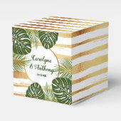 Gold Foil en Green Palm Leaf Beach Weddenschap Bedankdoosjes (Voorkant Zijde)