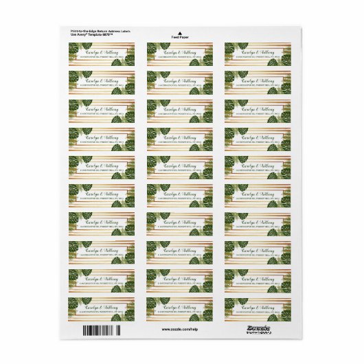 Gold Foil en Green Palm Leaf Beach Weddenschap Etiket (Full Sheet)