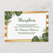 Gold Foil en Green Palm Leaf Beach Weddenschap Informatiekaartje (Voorkant)