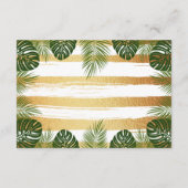 Gold Foil en Green Palm Leaf Beach Weddenschap Informatiekaartje (Achterkant)