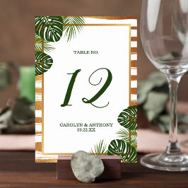 Gold Foil en Green Palm Leaf Beach Weddenschap Kaart