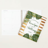 Gold Foil en Green Palm Leaf Beach Weddenschap Planner (Display)