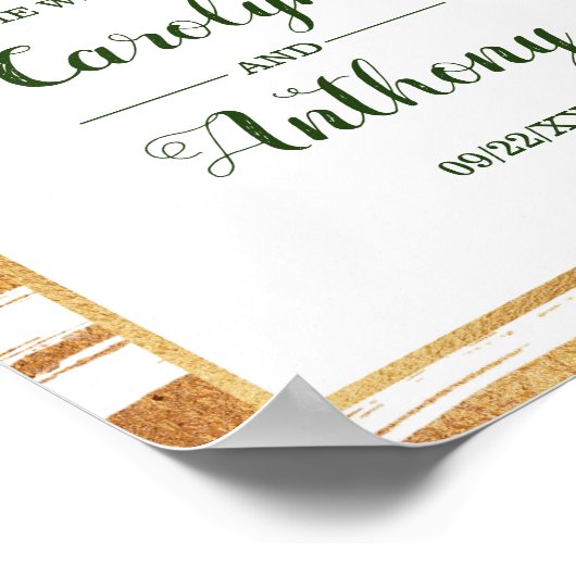 Gold Foil en Green Palm Leaf Beach Weddenschap Wel Poster (Hoek)