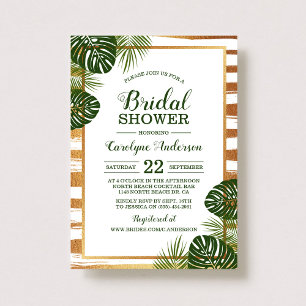 Gold Foil en Green Palm Leaf Vrijgezellenfeest Kaart