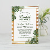 Gold Foil en Green Palm Leaf Vrijgezellenfeest Kaart (Staand voorkant)