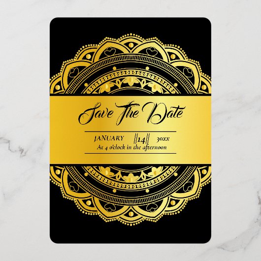 Gold foil en zwarte luxe uitnodigingskaart folie uitnodiging (Achterkant)