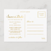 Gold Foil Enregistrer la date Faire-part de typogr (Dos)