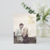 Gold Foil Enregistrer la date Faire-part de typogr (Debout devant)