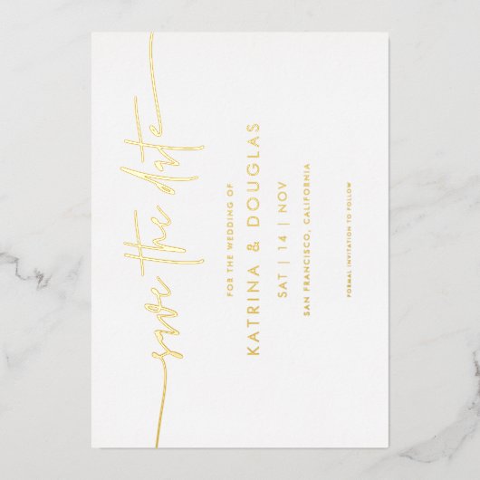 Gold Foil Enregistrer la Faire-part Mariage Date (Recto)