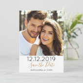 Gold Foil et Black Save the Date Photo Invitation (Debout devant)