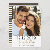 Gold Foil et Black Save the Date Photo Invitation (Devant / Derrière)