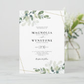 Gold Foil Eucalyptus Faire-part de mariage botaniq (Debout devant)
