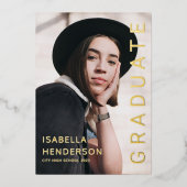 Gold Foil Faire-part de graduation photo (Recto)