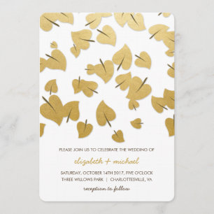 Gold Foil Falling Leaves Weduwen Uitnodiging