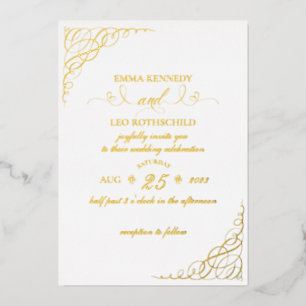 Gold Foil Fancy Calligraphy Wedding Invitation Folie Uitnodiging