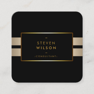 Gold Foil Faux Web Modern Computer Financial Vierkante Visitekaartje