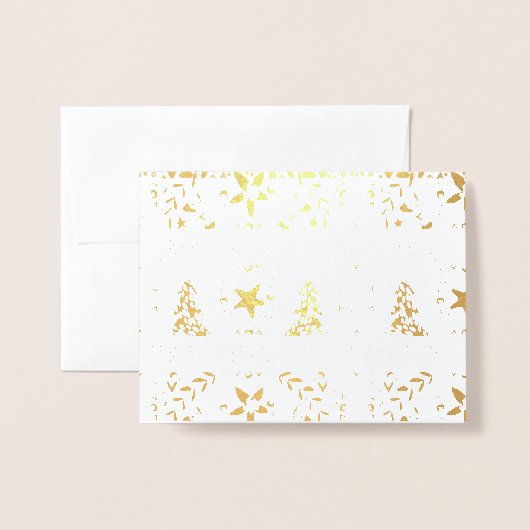 Gold Foil Festive Happy Kerstmis Kaart (Voorkant met envelop)
