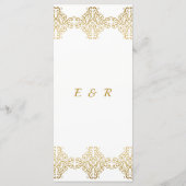 Gold Foil Filigree, menu Mariage (Dos)