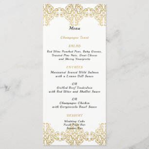 Gold Foil Filigree, menu Mariage