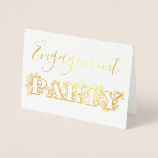 Gold Foil Floral Engagement Party Invitation photo (Devant)