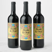 Gold Foil Floral Mariage mexicain étiquette vin  (Bouteilles)