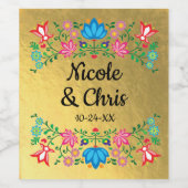 Gold Foil Floral Mariage mexicain étiquette vin  (Étiquettes simples)