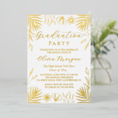 Gold Foil Floral Script Paars Afstuderen Foto Folie Uitnodiging (Staand Voorkant)