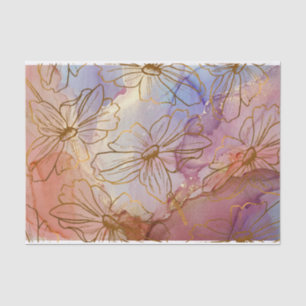 Gold Foil Florals op kleurrijke Abstracte weefselp Tissuepapier