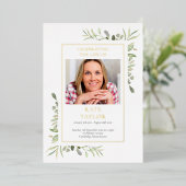 Gold Foil Foliage Funeral Order of Service Program Folie Uitnodiging (Staand Voorkant)