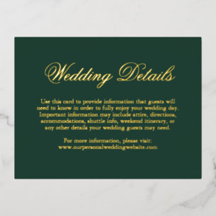 Gold Foil Forest Green Wedding Enclosure Kaart