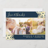 Gold Foil Foto Snowflake Wedding Bedankkaart (Voorkant)