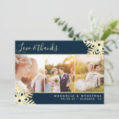 Gold Foil Foto Snowflake Wedding Bedankkaart (Staand voorkant)