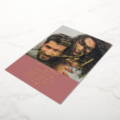 GOLD Foil Fotobedekking Roos Opslagdatum bruiloft Folie Uitnodiging (Gedraaid)