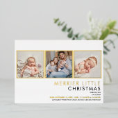 Gold Foil Fotokerstfeest aankondiging (Staand Voorkant)