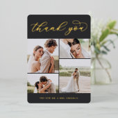 Gold Foil Four Photo Mariage Carte de remerciement (Debout devant)