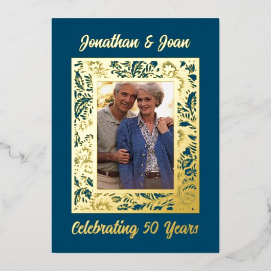 Gold Foil Frame 50e anniversaire Invitation (Recto)