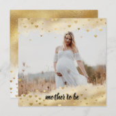 Gold Foil Frame Maman Photo Faire-part de grossess (Devant / Derrière)
