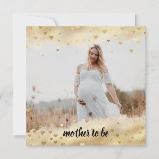 Gold Foil Frame Maman Photo Faire-part de grossess (Devant)
