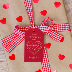 Gold Foil Geometric Heart Valentijnsdag Cadeaulabel