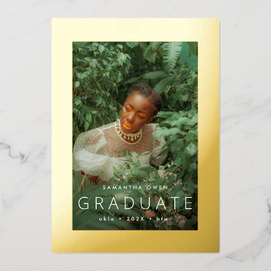 Gold Foil Geperst Lijst Afstuderen Aankondiging 20 (Voorkant)