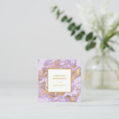 *~* Gold Foil Girly Luxe Lavender Marble Modern Vierkante Visitekaartje (Staand voorkant)