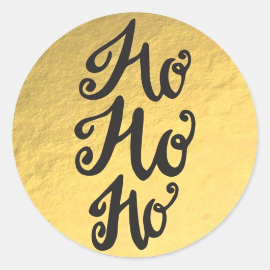 Gold Foil Glam Shiny Holiday Kerstmis Ho HO HO HO Ronde Sticker (Voorkant)