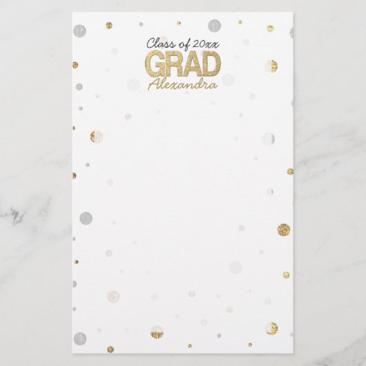 Gold Foil Glitter Confetti Gradution Party Custom Briefpapier (Voorkant)