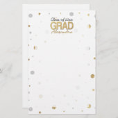 Gold Foil Glitter Confetti Gradution Party Custom Briefpapier (Voorkant / Achterkant)