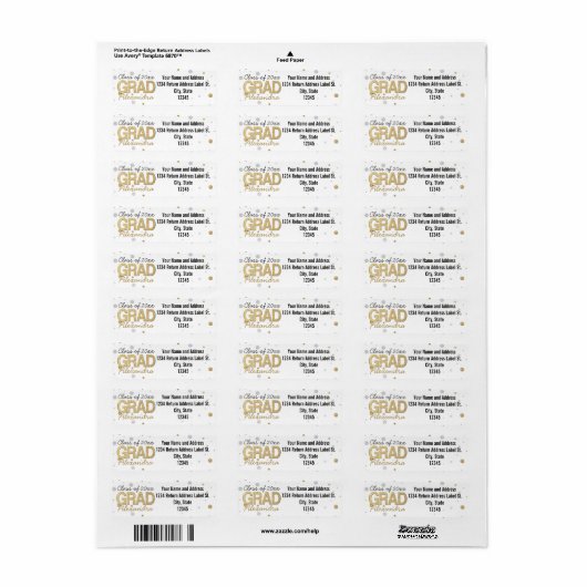 Gold Foil Glitter Confetti Gradution Party Custom Etiket (Full Sheet)